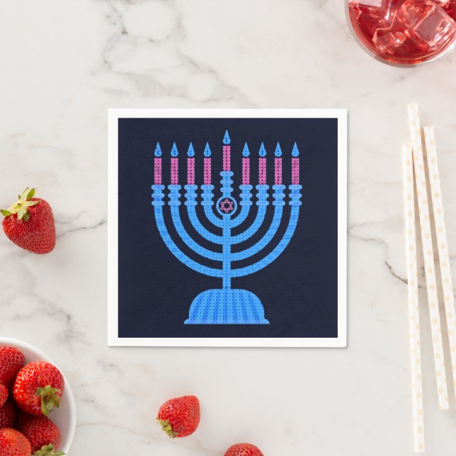 Pop Art Menorah Napkins (Insitu)