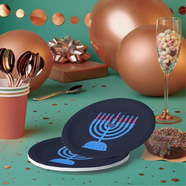 Pop Art Menorah Paper Plates (Multi)