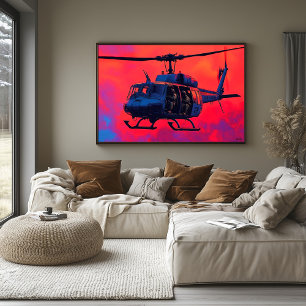 Pop Art Military Helicopter - Aviation Scene  Poster