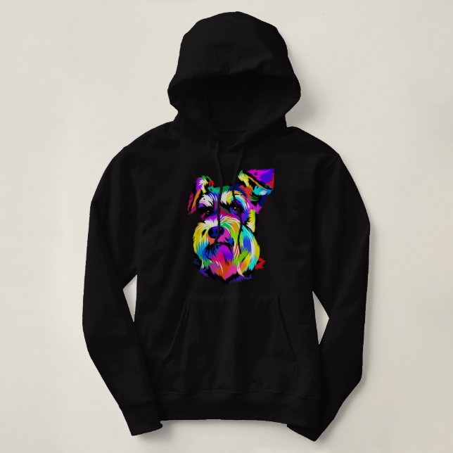 Pop Art Miniature Schnauzer Dog Animal Lovers Keep Hoodie (Design Front)