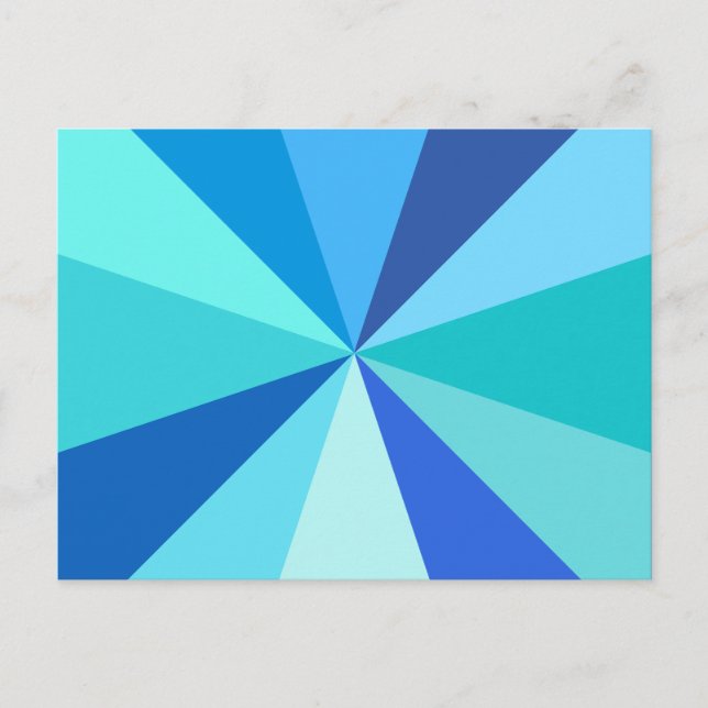Pop Art Modern 60s Funky Geometric Rays in Blue Postcard (Front)