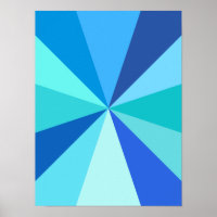 Pop Art Modern 60s Funky Geometric Rays in Blue