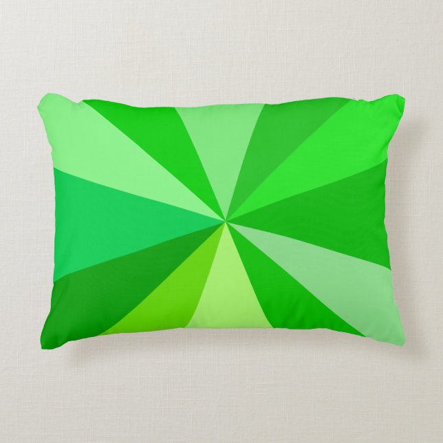 Pop Art Modern 60s Funky Geometric Rays in Green Decorative Cushion (Front)