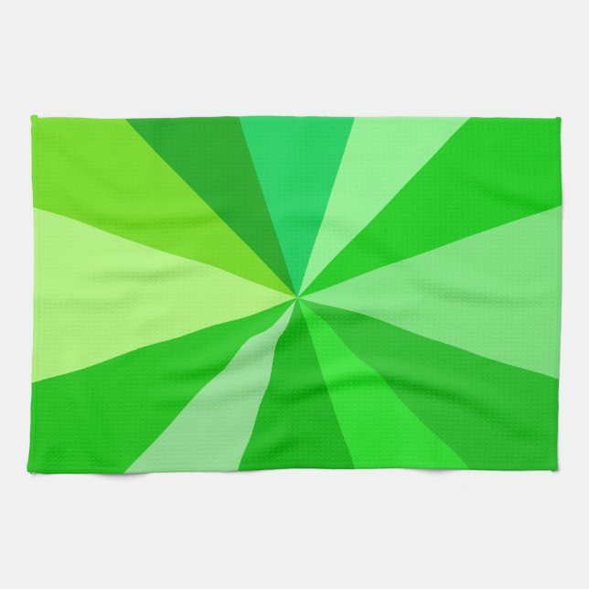 Pop Art Modern 60s Funky Geometric Rays in Green Tea Towel (Horizontal)