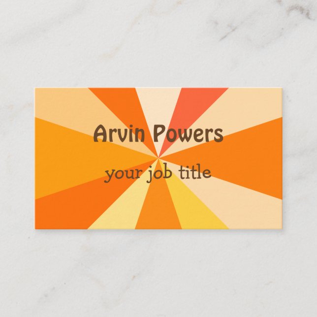 Pop Art Modern 60s Funky Geometric Rays in Orange Business Card (Front)