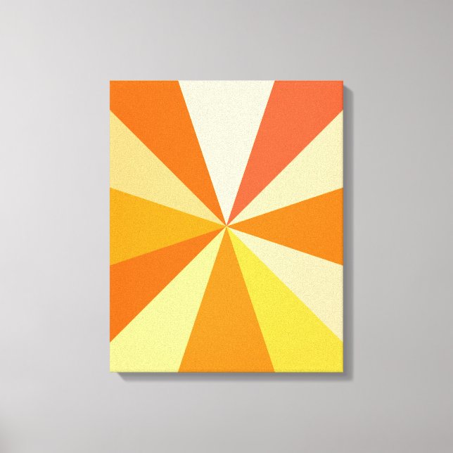 Pop Art Modern 60s Funky Geometric Rays in Orange Canvas Print (Front)