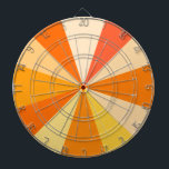Pop Art Modern 60s Funky Geometric Rays in Orange Dartboard<br><div class="desc">This hip,  retro 60s-inspired pop art design has bright,  psychedelic orange rays / sunbursts shooting out in a geometric pattern. This funky,  minimalist,  ultra-mod design has twelve rays in varying shades of orange. It's groovy,  baby.</div>