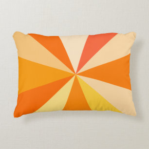 Pop Art Modern 60s Funky Geometric Rays in Orange Decorative Cushion