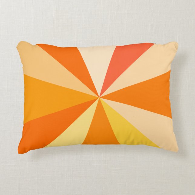Pop Art Modern 60s Funky Geometric Rays in Orange Decorative Cushion (Front)