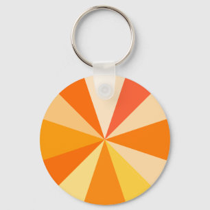 Pop Art Modern 60s Funky Geometric Rays in Orange Key Ring