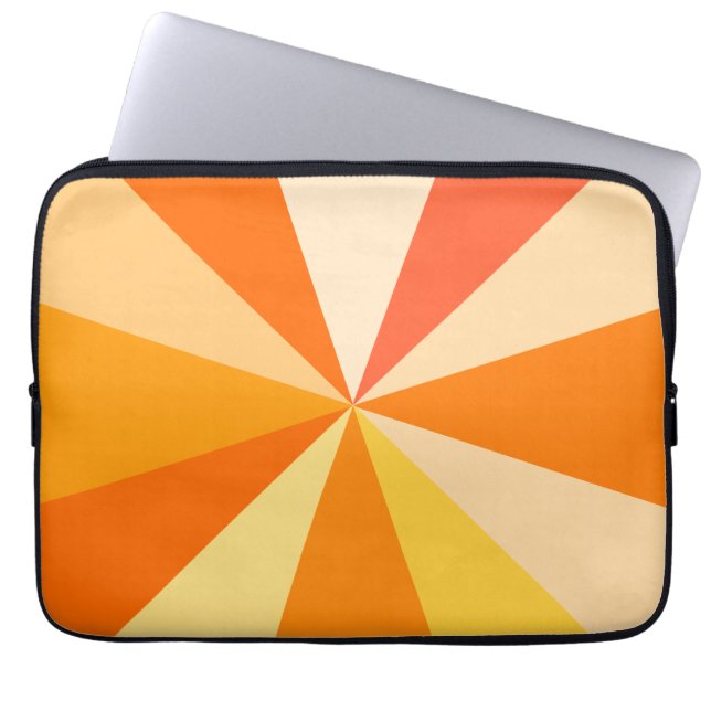 Pop Art Modern 60s Funky Geometric Rays in Orange Laptop Sleeve (Front)