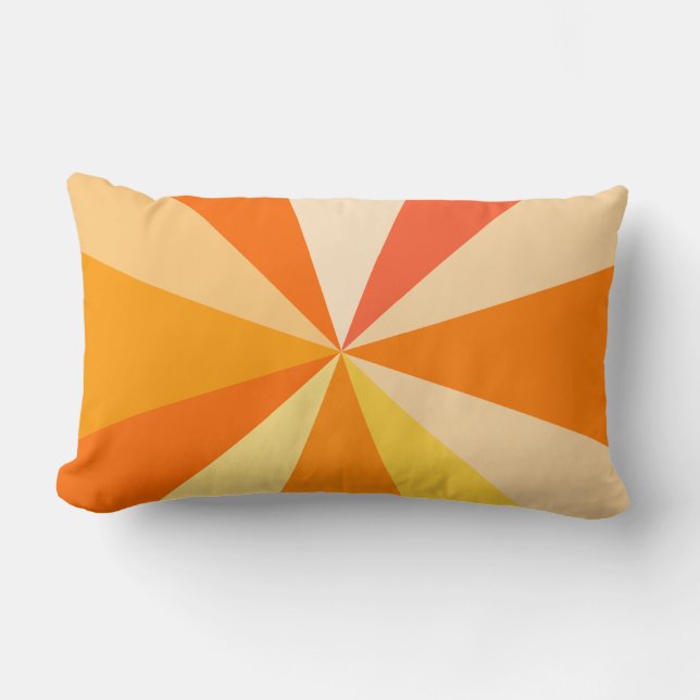 Pop Art Modern 60s Funky Geometric Rays in Orange Lumbar Cushion (Front)