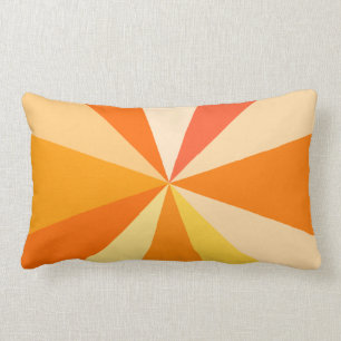 Pop Art Modern 60s Funky Geometric Rays in Orange Lumbar Cushion