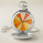 Pop Art Modern 60s Funky Geometric Rays in Orange Pocket Watch<br><div class="desc">This hip,  retro 60s-inspired pop art pocket watch has psychedelic orange rays / sunbursts shooting out in a geometric pattern. This funky,  minimalist,  ultra-mod design has twelve bright rays in varying shades of orange that correspond with the twelve numbers on a watch. It's groovy,  baby.</div>