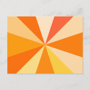 Pop Art Modern 60s Funky Geometric Rays in Orange Postcard