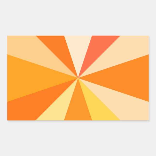 Pop Art Modern 60s Funky Geometric Rays in Orange Rectangular Sticker (Front)