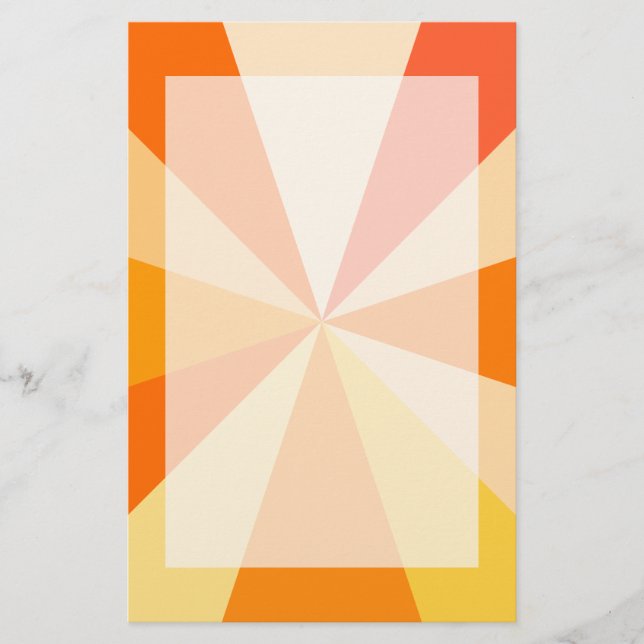 Pop Art Modern 60s Funky Geometric Rays in Orange Stationery (Front)