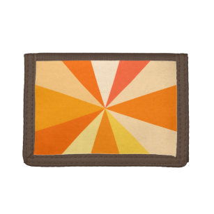 Pop Art Modern 60s Funky Geometric Rays in Orange Tri-fold Wallet