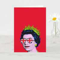 Pop Art Modern Fun HM Queen in Union Jack glasses