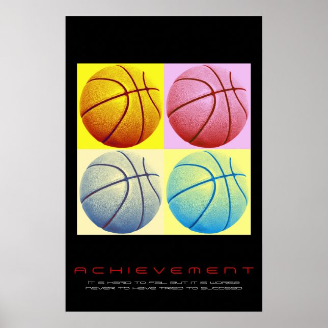 Pop Art Motivational Achievement Basketball Poster (Front)
