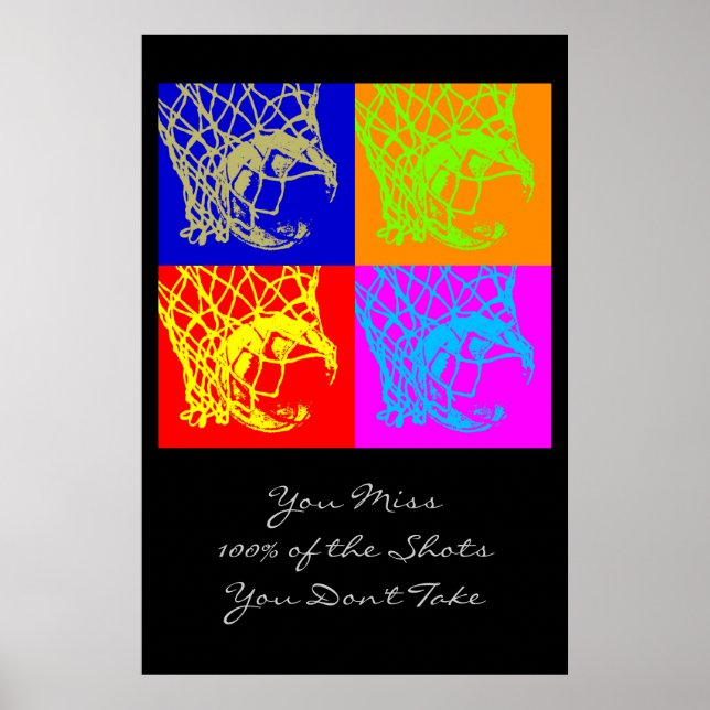 Pop Art Motivational Quote Basketball Poster Print (Front)