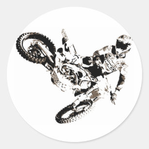 Pop Art Motocross Motorcyle Sport Classic Round Sticker