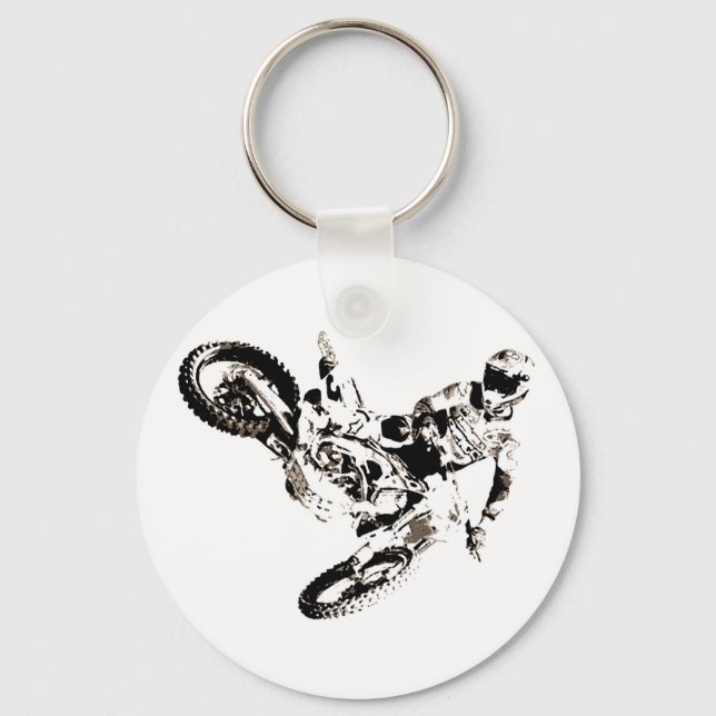Pop Art Motocross Motorcyle Sport Key Ring (Front)
