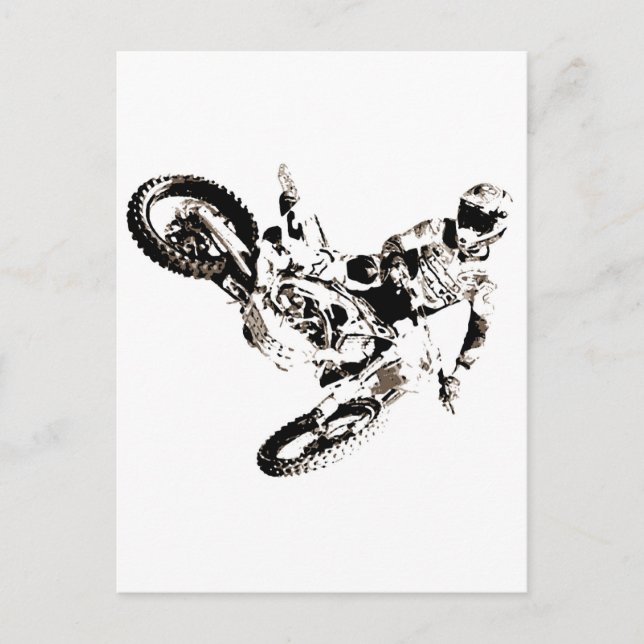 Pop Art Motocross Motorcyle Sport Postcard (Front)