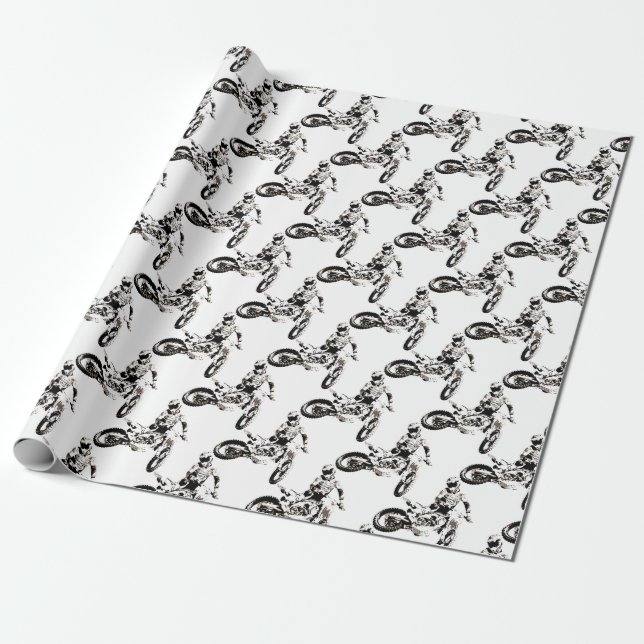 Pop Art Motocross Motorcyle Sport Wrapping Paper (Unrolled)