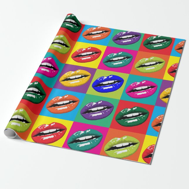 Pop-art mouth wrapping paper (Unrolled)