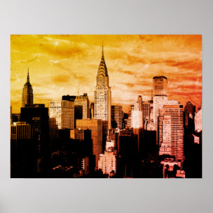 Pop Art New York City Ink Sketch Poster