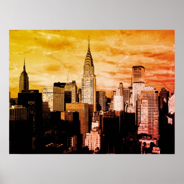 Pop Art New York City Ink Sketch Poster (Front)