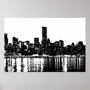 Pop Art New York City Manhattan Silhouette Poster