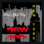 Pop Art New York City Manhattan Skyscrapers Poster<br><div class="desc">Contemporary Pop Art Style Digital Work - Statue of Liberty,  Skyscrapers Art Poster</div>