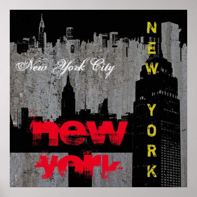 Pop Art New York City Manhattan Skyscrapers Poster (Front)