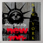 Pop Art New York City Manhattan Statue of Liberty Poster<br><div class="desc">Contemporary Pop Art Style Digital Work - Statue of Liberty,  Skyscrapers Art Poster</div>