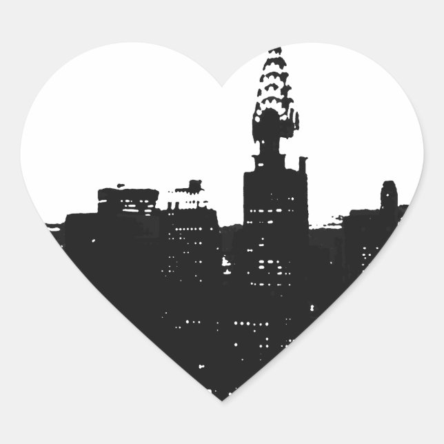 Pop Art New York Silhouette Heart Sticker (Front)