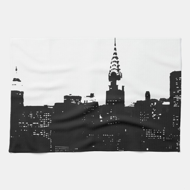 Pop Art New York Silhouette Tea Towel (Horizontal)