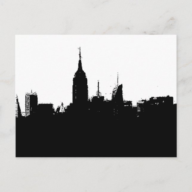 Pop Art New York Skyline Silhouette Postcard (Front)