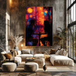 Pop Art: Night Romantic Encounter Photo Print<br><div class="desc">This charming pop art design captures the silhouette of a couple in a romantic night encounter on a street lit by lanterns. With a vibrant background full of warm colors and neon lights, this work conveys the intimacy and magic of a shared night. Perfect for those looking to add a...</div>