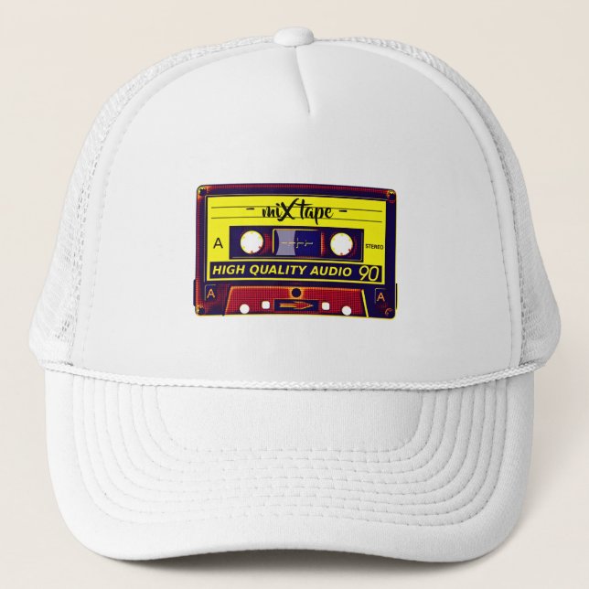 Pop Art Nostalgia: Cassette Tape Trucker Hat (Front)