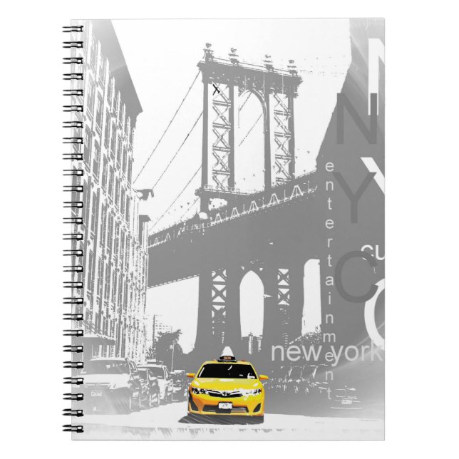 Pop Art Nyc Yellow Taxi New York City Brooklyn Notebook (Front)