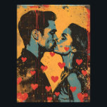Pop Art of Love: Romantic Kiss Photo Print<br><div class="desc">This captivating pop art design captures a romantic kiss between a couple, surrounded by red hearts on a vibrant background. With its bold and expressive style, this work conveys passion and love in its purest form. Perfect for contemporary art lovers, this poster adds a touch of romance and creativity to...</div>