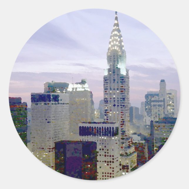 Pop Art Oil Paint Effect New York Classic Round Sticker (Front)