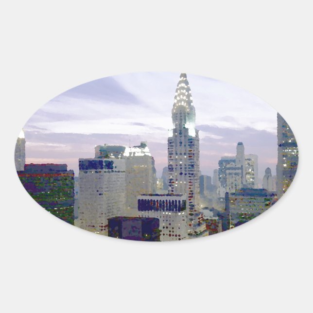 Pop Art Oil Paint Effect New York Oval Sticker (Front)