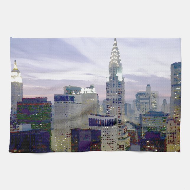 Pop Art Oil Paint Effect New York Tea Towel (Horizontal)