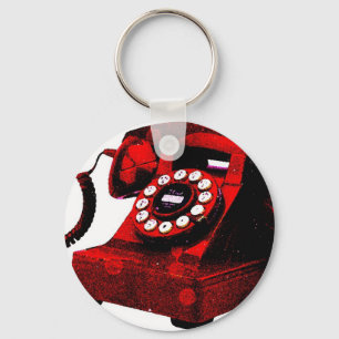 Pop Art Old Desk Telephone Box Key Ring