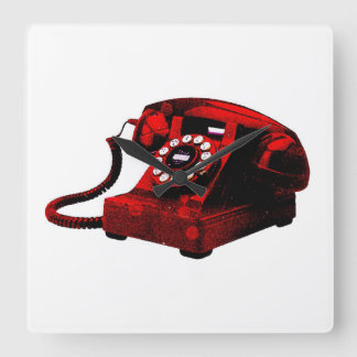 Pop Art Old Desk Telephone Box Square Wallclock