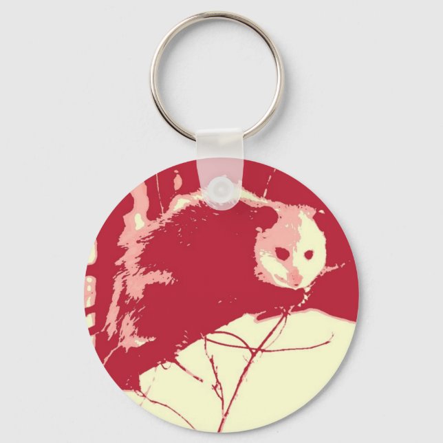 Pop Art Opossum Key Ring (Front)