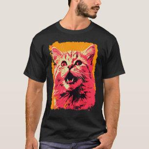 Pop Art Orange Ginger Pink Cat T-Shirt